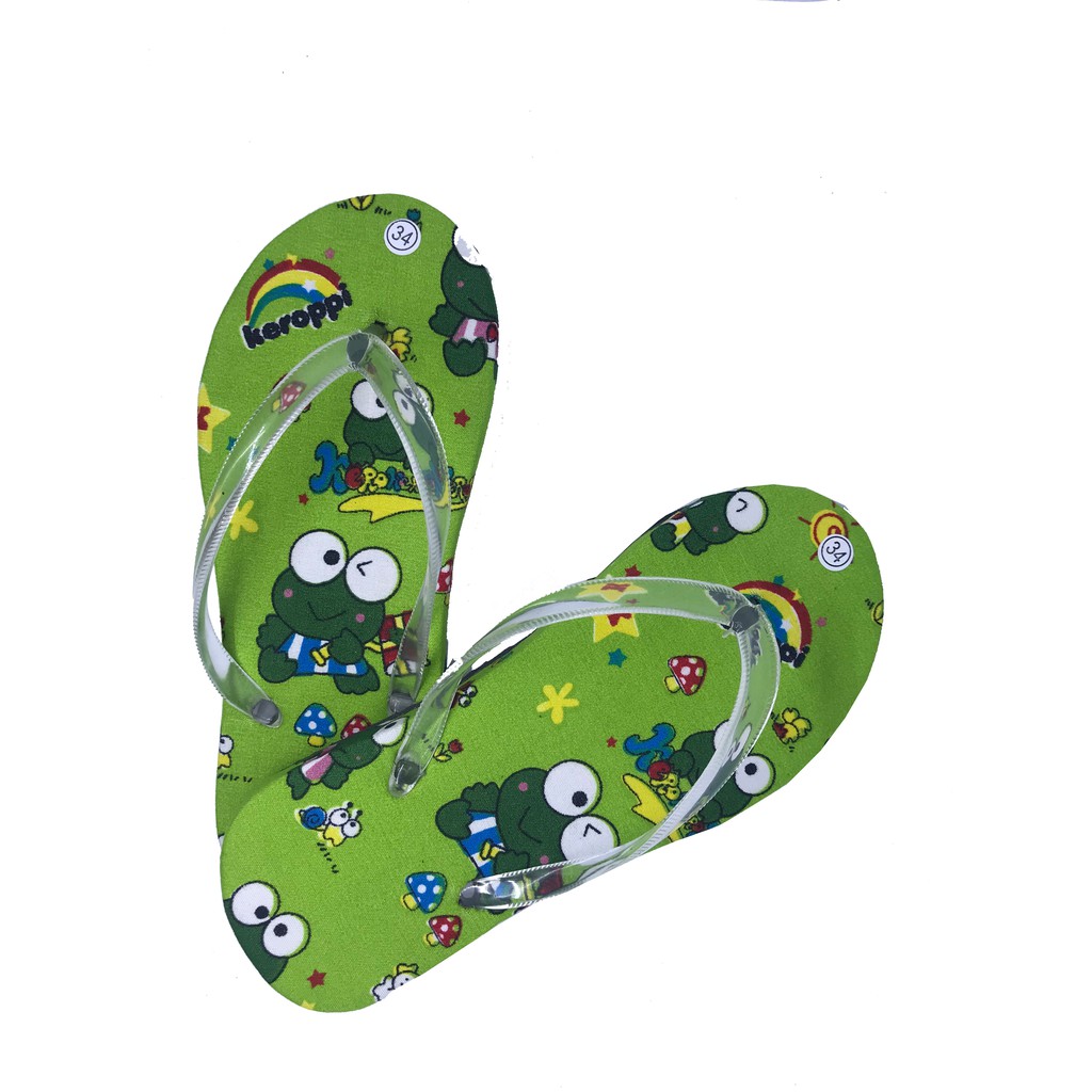  sandal  jepit  karakter lucu keropi kodok hijau Shopee  