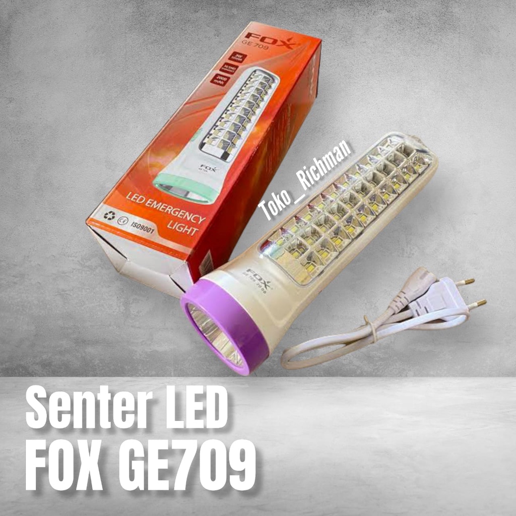 Senter FOX GE705 G708 GE709 LED Lampu Darurat Isi Ulang