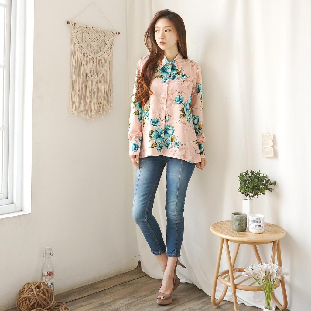 V156 Flower Satin Shirt - 4 Color &amp; 2 SIZE