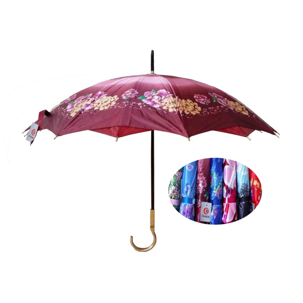 Payung 16Jari Double Kain Bahan Saten Banyak Motif - merk Osaka