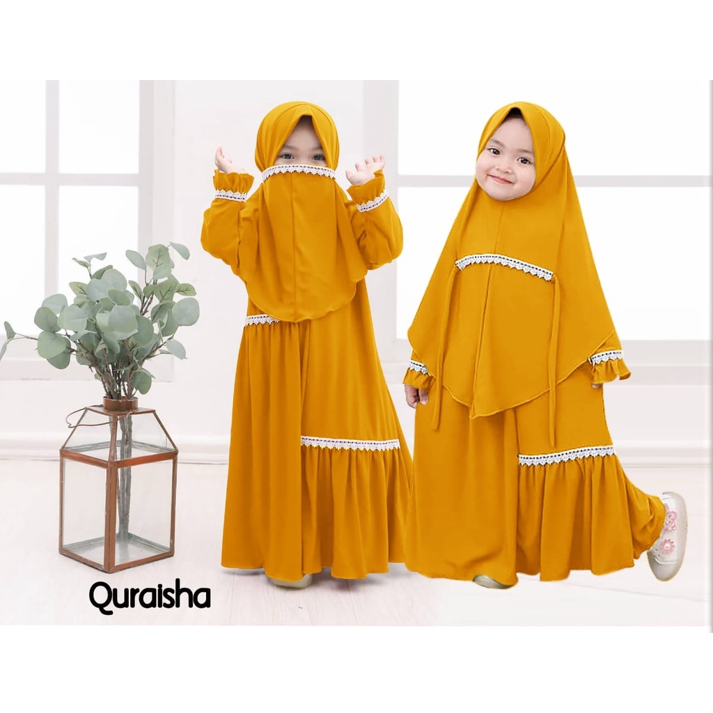 GAMIS QURAISHA KID + BERGO 2IN1 GAMIS SYARI KIDS DRESS MUSLIM ANAK / GAMIS ANAK PEREMPUAN GAMIS SYAR