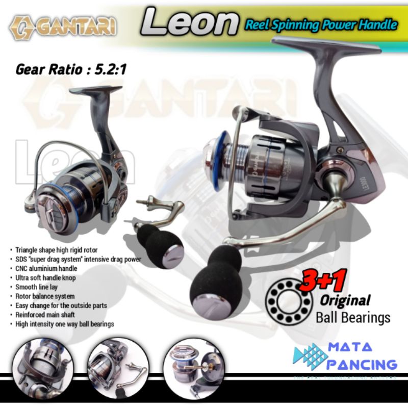 Reel gantari leon 1000 2000 3000 4000 6000 power handle spinning reel