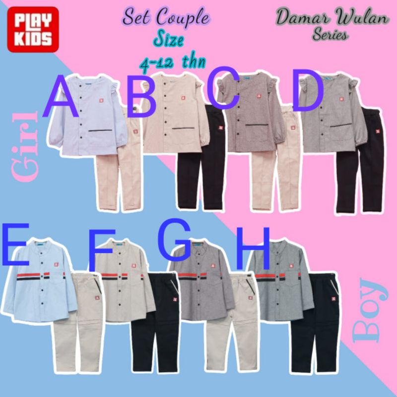 READY Setelan kemeja Couple Damar Wulan Series by Playkids SIZE 4 -12 T*