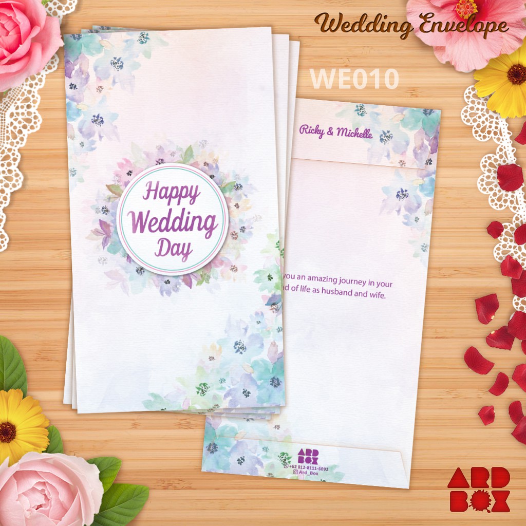 

Angpao Wedding Custom Nama Amplop Uang Flower Purple 1 pack 6 pcs WE010
