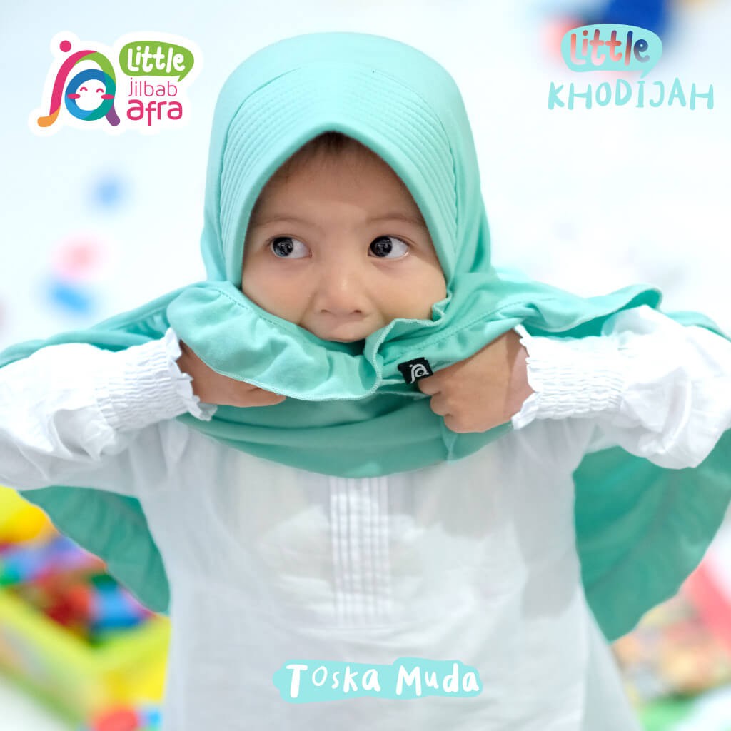 Jilbab Instan Anak Little Khodijah Toska Muda - Little Jilbab Afra - Bahan Kaos, Adem &amp; Lembut