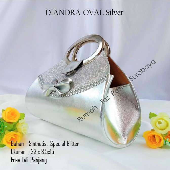 Tas Elegant,Tas Lucu,Tas Murah,DIANDRA OVAL SILVER