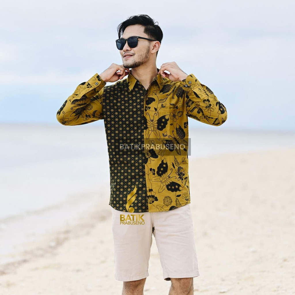TRUKU LEMON Kemeja Batik Pria Modern Lengan Panjang SlimFit Original Prabuseno Solo Atasan Anak Muda
