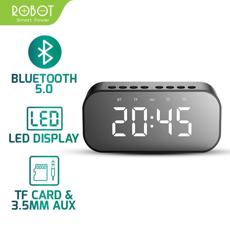 SPEAKER ROBOT RB550 ALARM CLOCK BLUETOOTH 5.0 WITH LED SPEAKER JAM MINIMALIS SPEAKER BLUETOOTH ROBOT