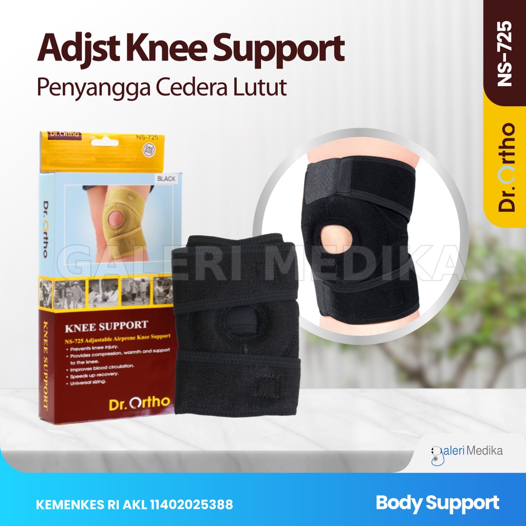 Support Lutut Dr. Ortho NS-725 Adjust Knee Support - Alat Terapi Deker Meningkatkan Sirkulasi Darah