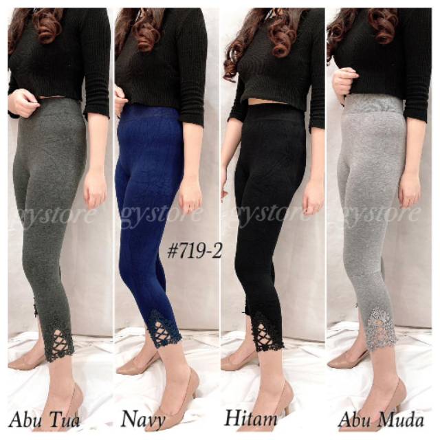 Celana Legging Wanita 7per8 Renda Import 719-2