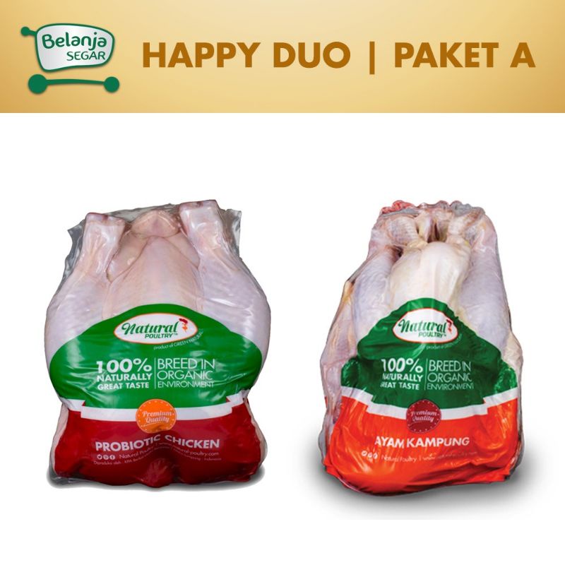 

Paket Happy DUO A : 1 Ayam Probiotik & 1 Ayam Kampung - Natural Poultry