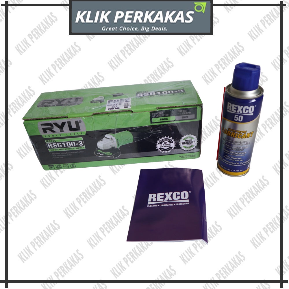 Tekiro Ryu Mesin Gerinda RSG100-3 Listrik 4&quot; Free 1 Botol Rexco 220ml