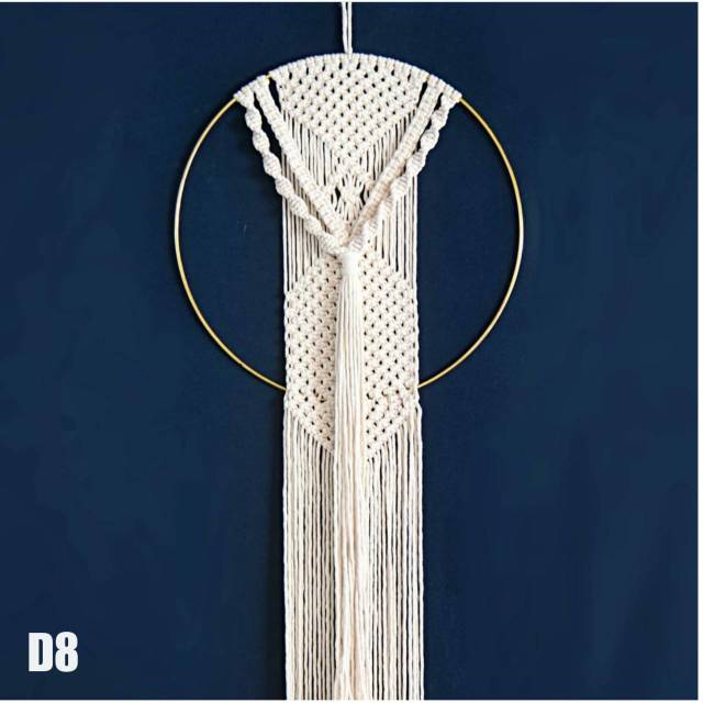 Dream catcher macrame bulat hiasan dinding