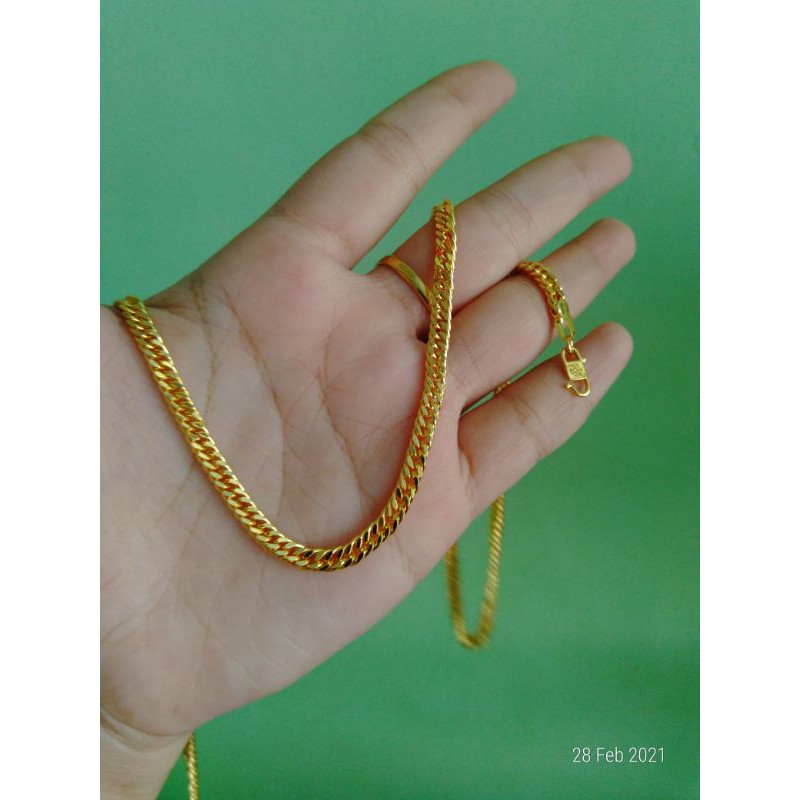 kalung rantai pipih anak dan dewasa lapis emas 24 k