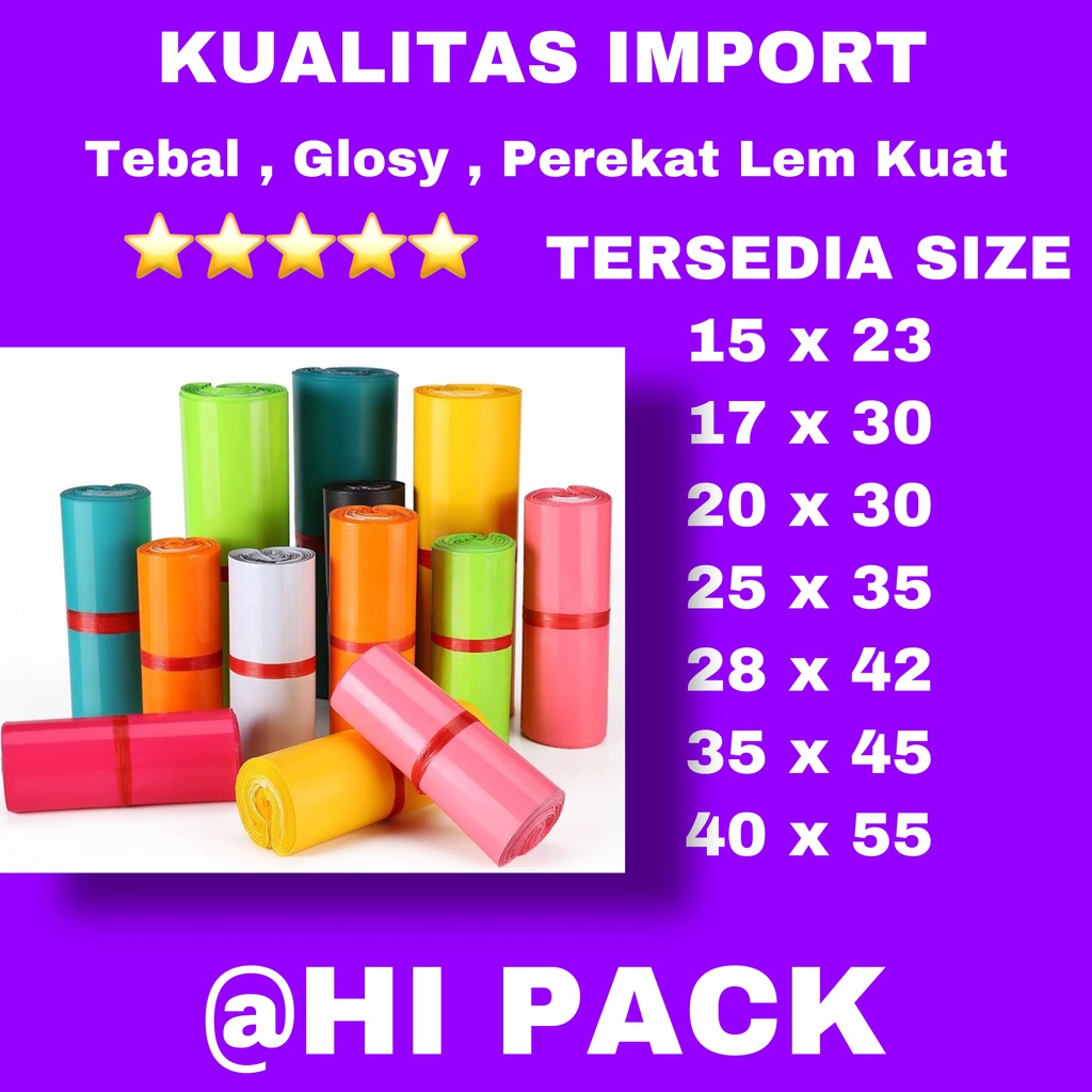 POLYMAILER 20x30 PREMIUM isi 100 Lembar Plastik Packing Polymailer 20 x 30 Tebal Halus Glossy