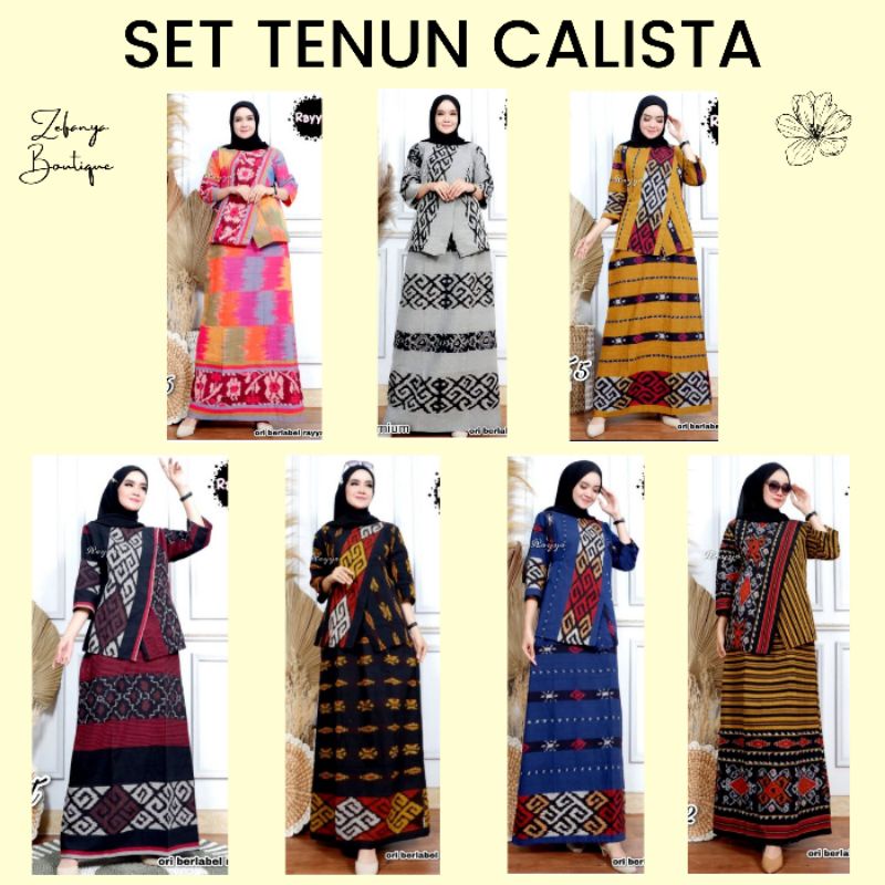 SET TENUN CALISTA - SETELAN TENUN IKAT JEPARA - ATASAN TENUN - BAJU TENUN - ROK TENUN