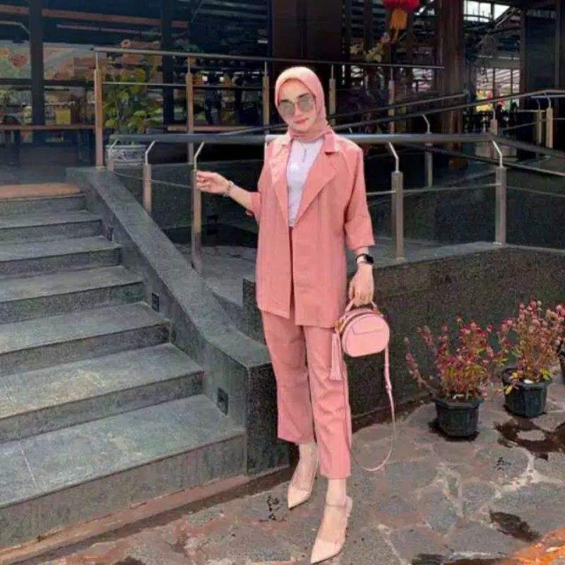 STELAN BLAZER MESYA HS/BAHAN MOSSCREPE TEBAL TEBAL