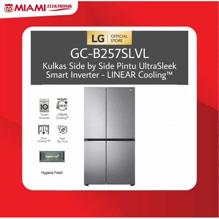 LG GC-B257SLVL / GCB257SLVL Kulkas Side by Side Pintu UltraSleek SmartInverter 694L