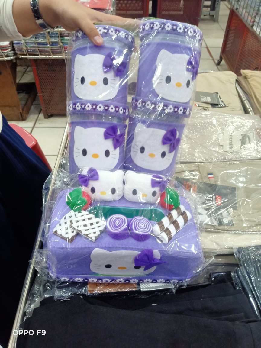 Set Toples Lebaran Hello Kitty Ungu/ Toples Lebaran Murah/ Toples Hias Termurah/ Toples Flanel