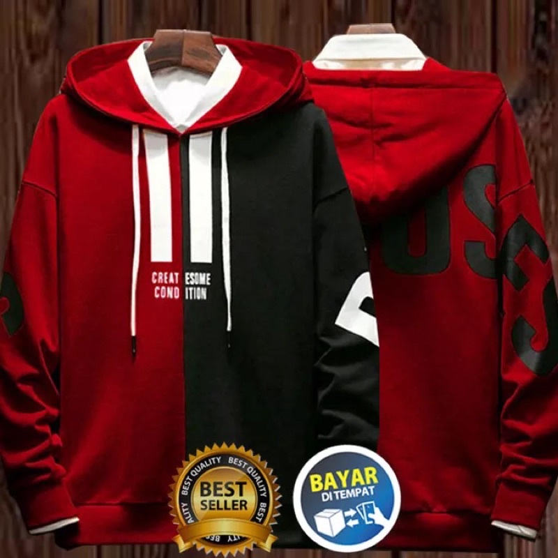 BECAUSE Sweater Hoodie Pria Wanita Dewasa | Jaket Jumper Pakaian Lengan Panjang