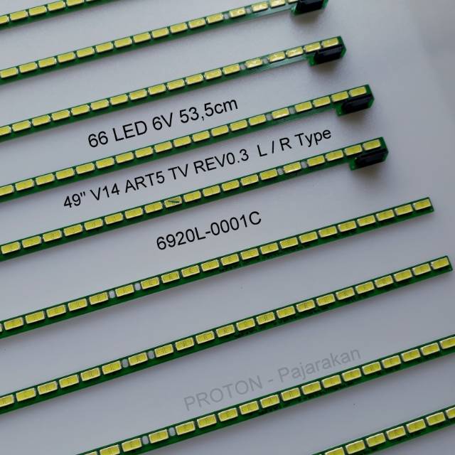 Lampu Backlight TV LG 66 LED SMD 6V 53.5cm Soket 10pin . 49" V14 ART5 TV REV0.3 L R Type 6920L-0001C