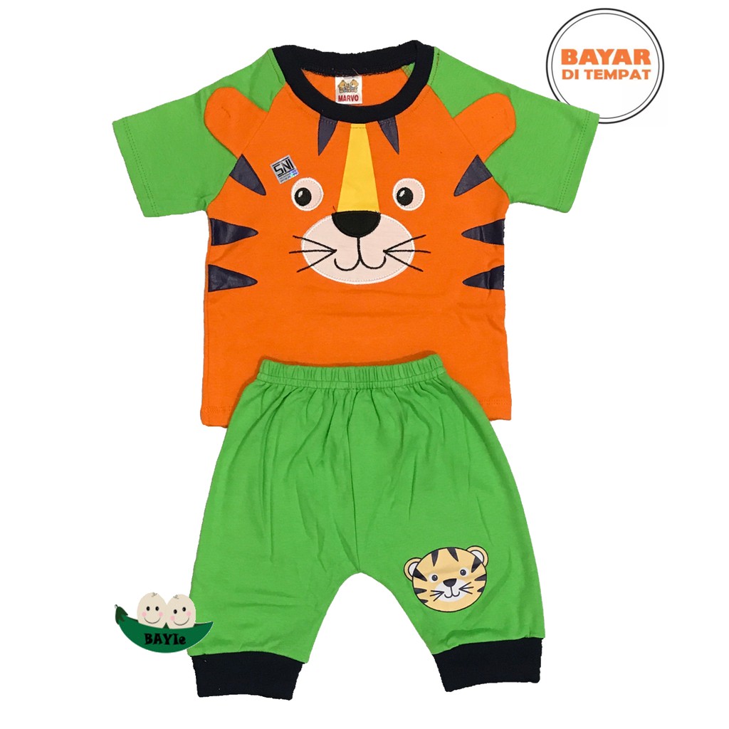 BAYIe - Setelan Baju + Celana Joger Bayi/Anak Laki-Laki motif TIGER MARVO umur 3-12 Bulan SNI