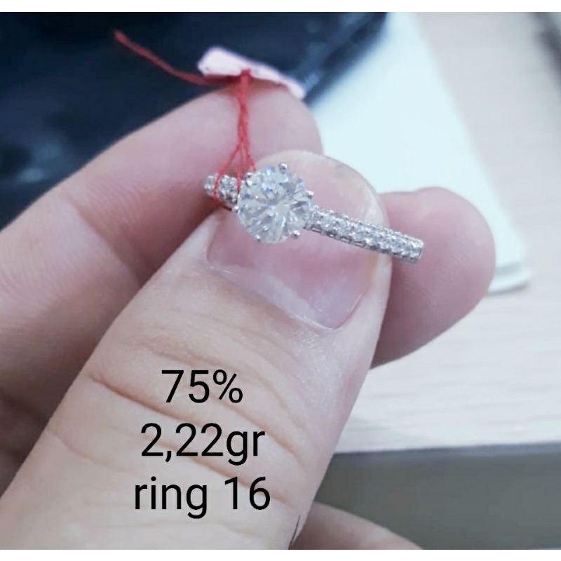 Cincin soliter wanita emas putih 750