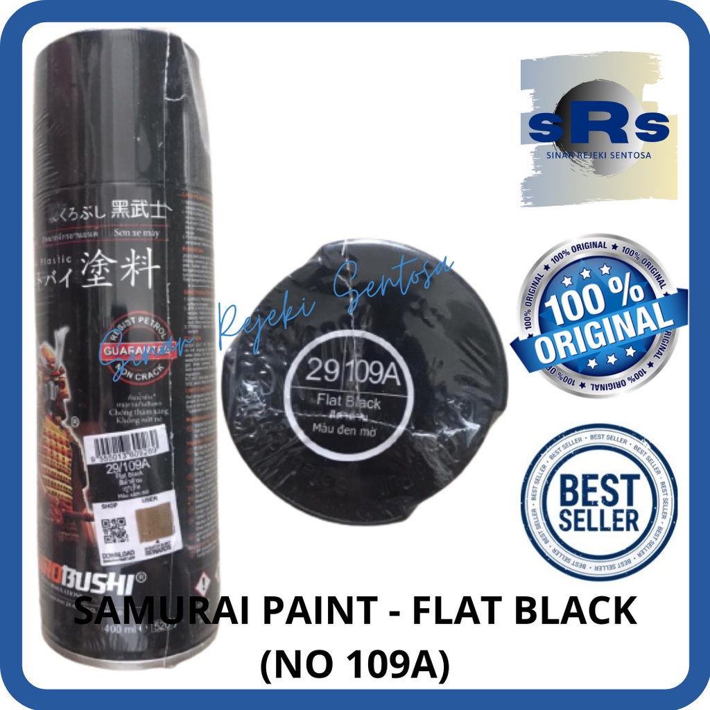 SAMURAI PAINT - CAT SAMURAI AEROSOL 109A FLAT BLACK/HITAM DOFF