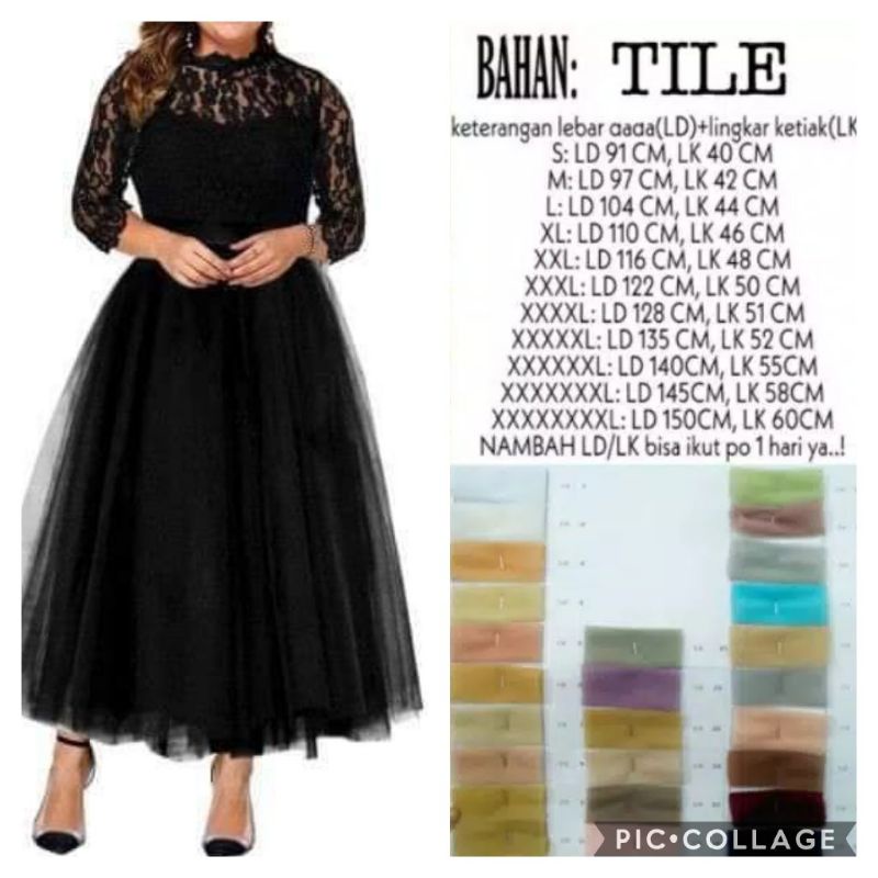ld 150 cm dress brukat wisuda pesta jumbo bigsize