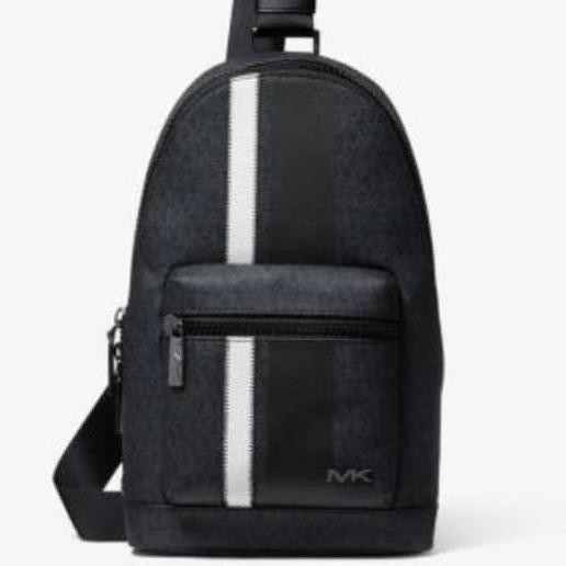 PROMO tas pria michael kors cooper sling pack varsity black stripe original |Tas Selempang Pria