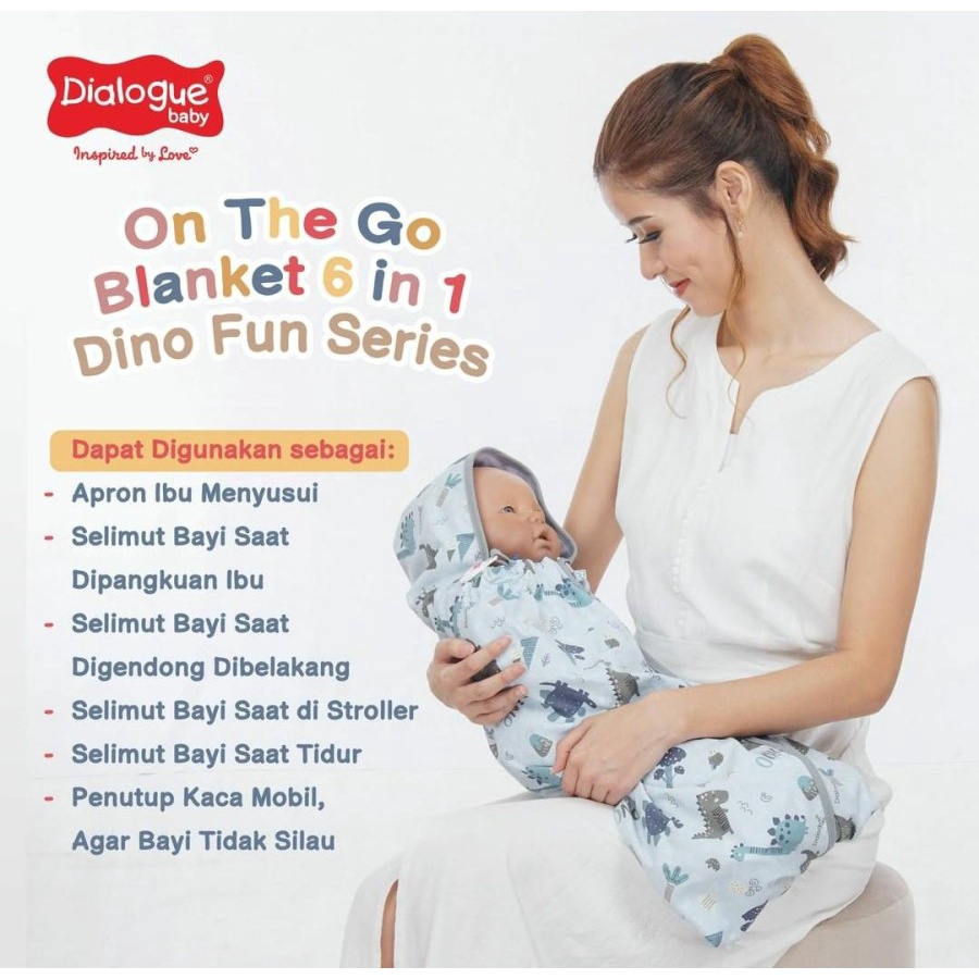 DIALOGUE BABY Baby Blanket Selimut Bayi On The Go 6 in 1 Dino Fun Series - DGB 3221