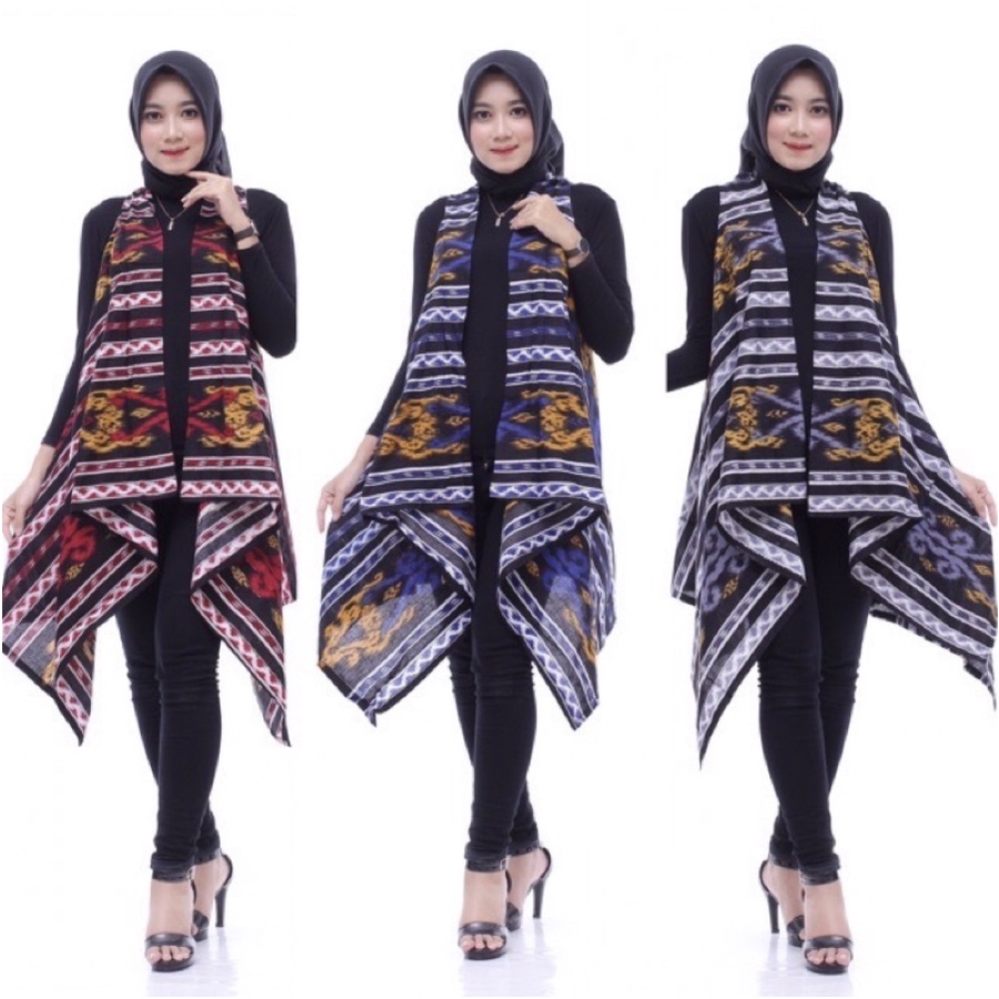 VEST TL SONGKET 3 WARNA Batik Toraja Tenun Print Outerwear Kerja Casual Motif Kekinian Tanpa Lengan 
