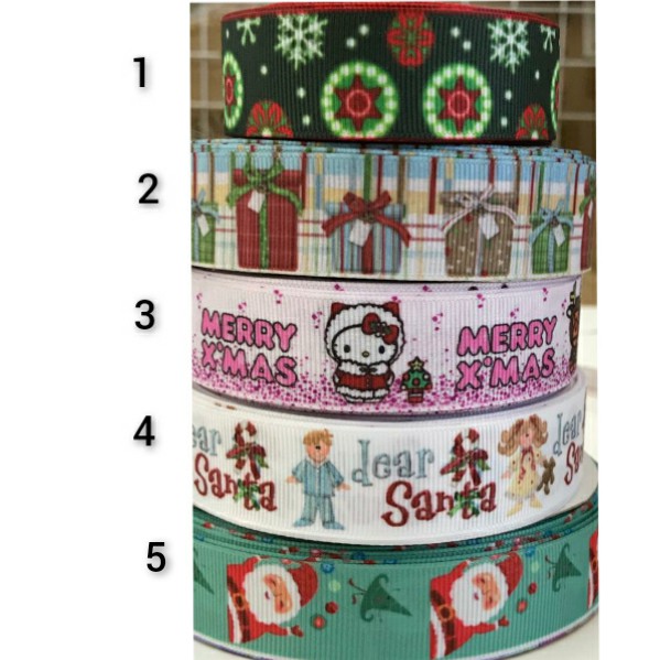 1 METER - 2.2 CM PITA KADO | PITA HAMPERS | PITA GROSGRAIN MOTIF NATAL (7/8&quot;)