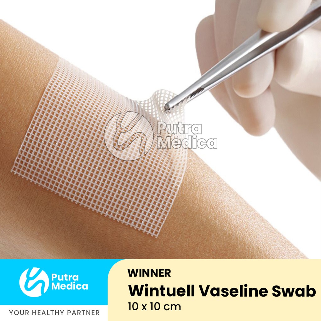 Winner Wintuell Vaseline Swab 10cm x 10cm - 1pc / Kasa Antibiotik Penutup Luka / Kain Kassa Jaring Steril