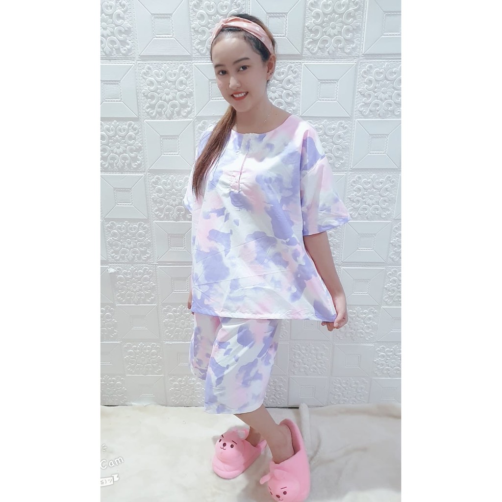 Setelan Jumbo Santai Cantik Motif (Ld 120 cm)