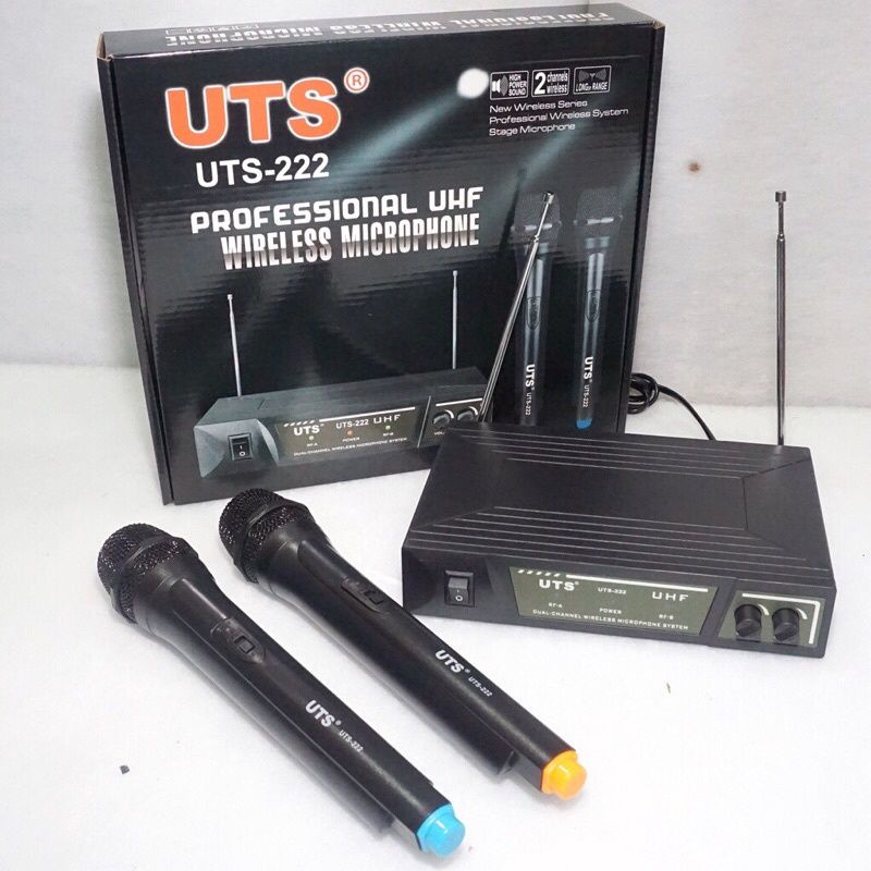 mic wireless uts 222 double mic handle mic uts222 wireless microphone profesional mic tanpa kabel