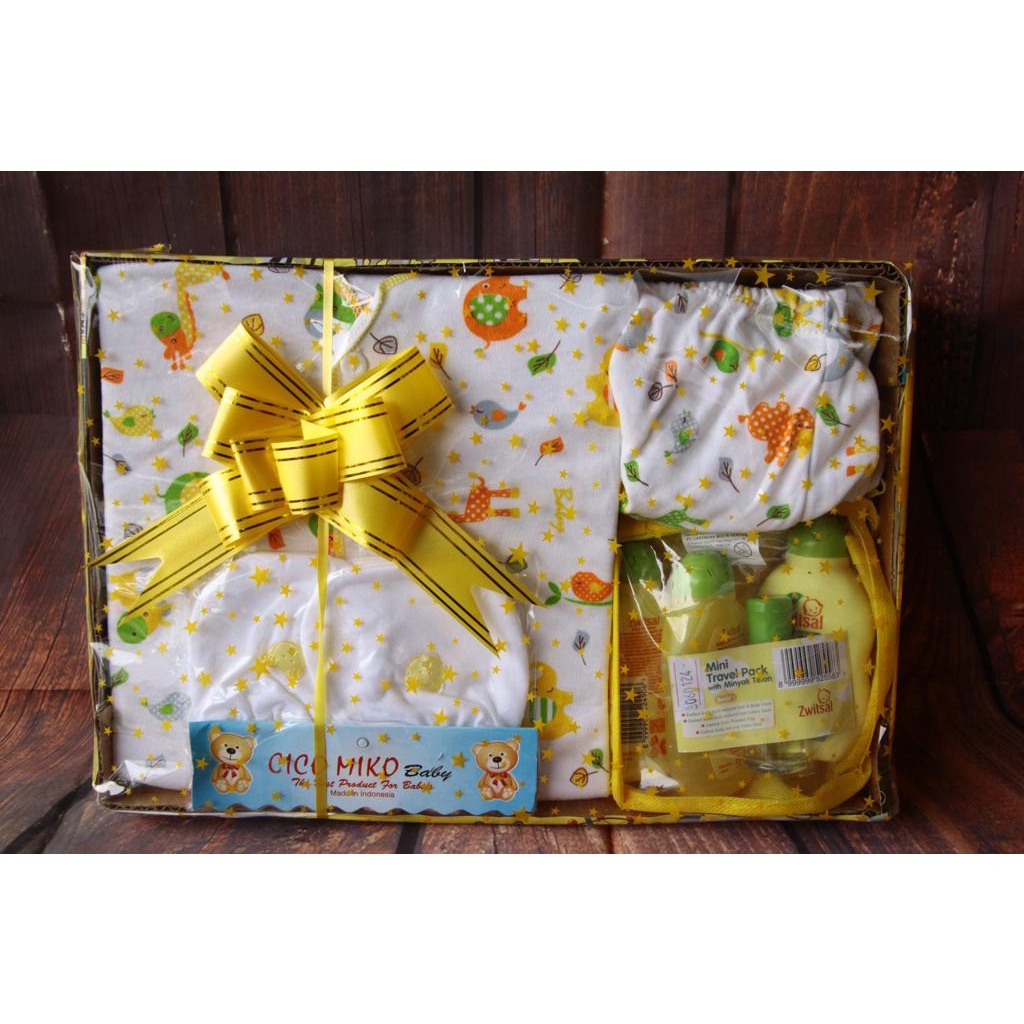 COD Baju Bayi / paket kado bayi / Baby Gift Set - Kado bayi Baru lahir / New born / Zafka Store-Pita kuning /zwitsal