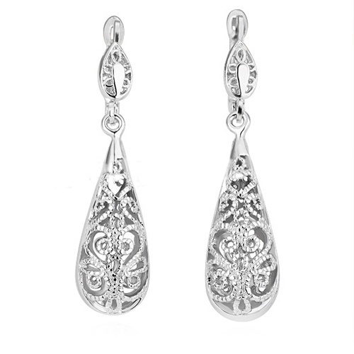 Hu Hu Hu Hu Hu Alat Bantu Pasang Kacamata♡ Anting Gantung Lapis Emas Model Tetesan Air Hollow Untuk Wanitapesta Cocktail