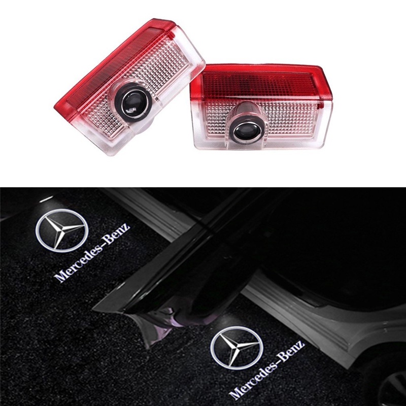 2pcs Lampu Led Proyektor Laser Logo Untuk Pintu Mobil Mercedes Benz W205 W212 W176 W246 AMG C63 E63 W166 A B C E M