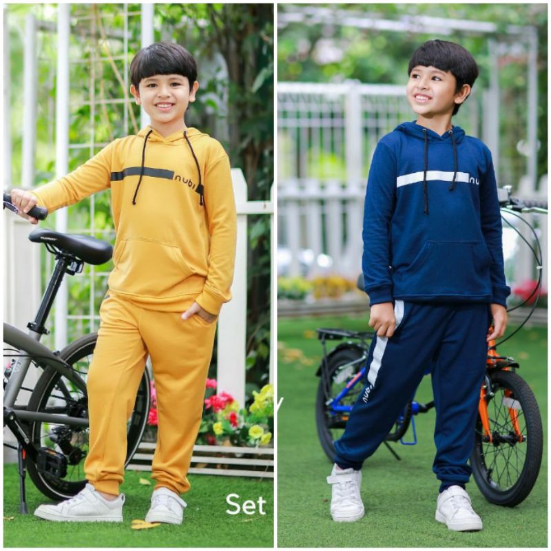 baju olahraga anak laki laki set sporty hoodie nubi baju anak cowok pakaian bersepeda