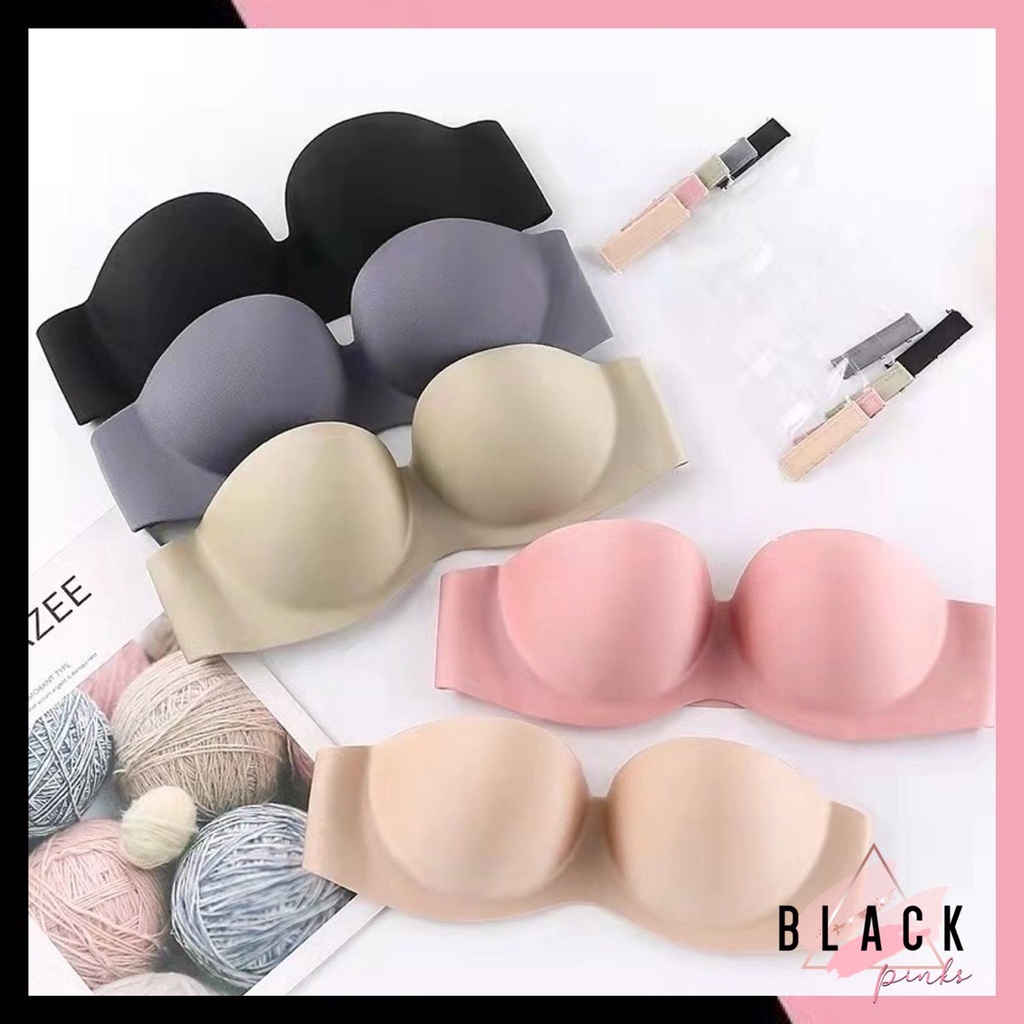 Blackpink Bra Wanita Tanpa Tali Pakaian Dalam Bra Push Up Mulus Tanpa Kawat 9014