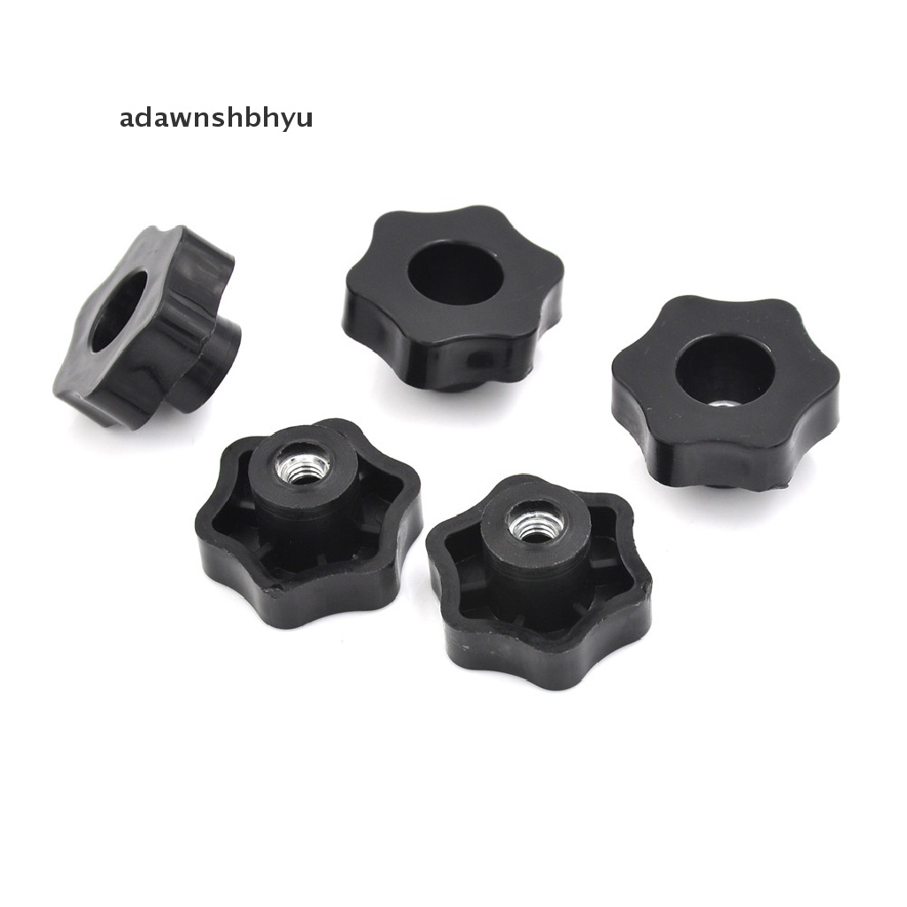 Adawnshbhyu 4Pcs M6 Female Thread Star Shaped Head Clamping Nuts Knob Dengan Lubang Tembus