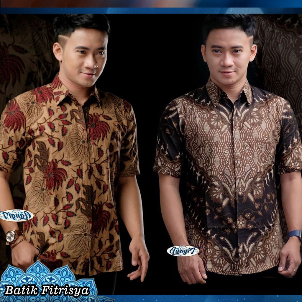 Hem Batik Pria - MOTIF SARANG LABA LABA UKURAN M L XL WARNA KUNING MERAH UNGU PROMO