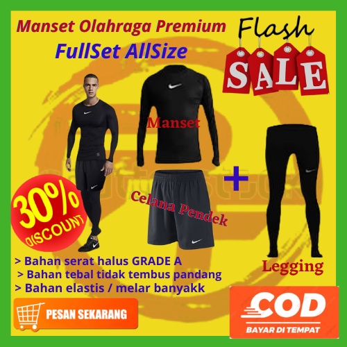 Baju Mangset Manset Olahraga Baselayer Pria 1 Set Lengan Panjang Manset Olahraga Wanita Unisex Murah