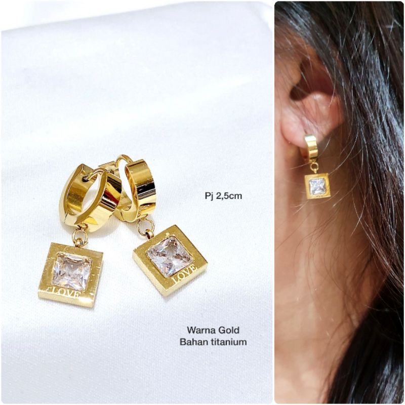 Anting Titanium asli Premium Quality Anti Karat Anti Alergi Anting Stainless steel Ori At7