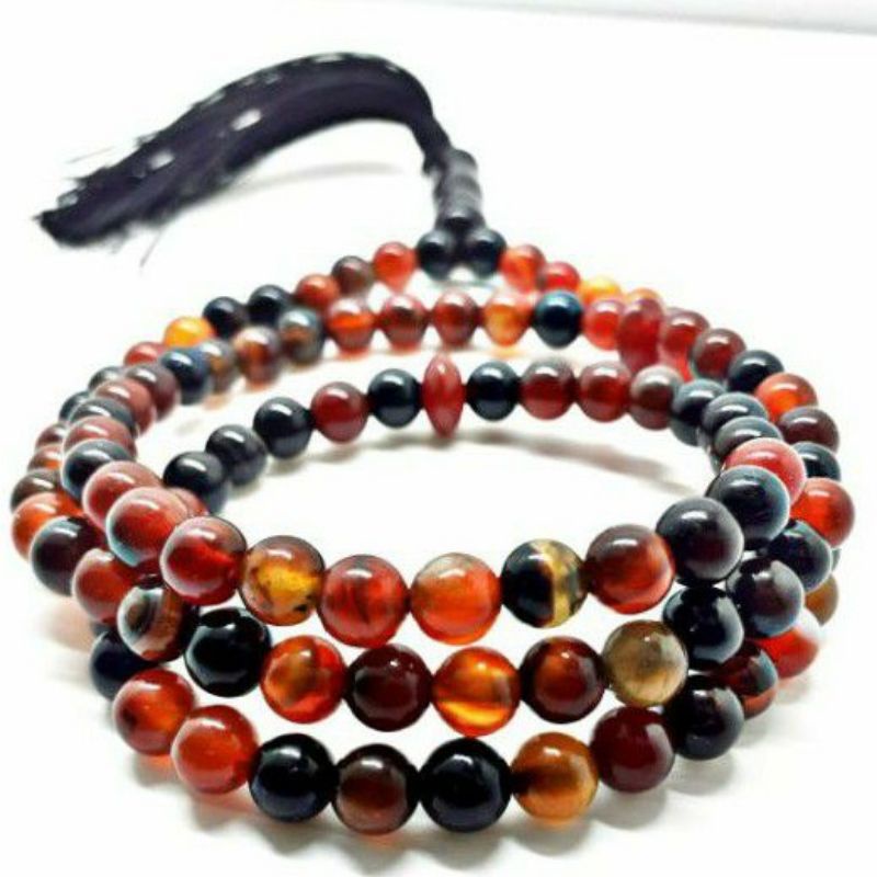 tasbih batu akik sulaiman madu asli batu alam 99 butir 8 mm original