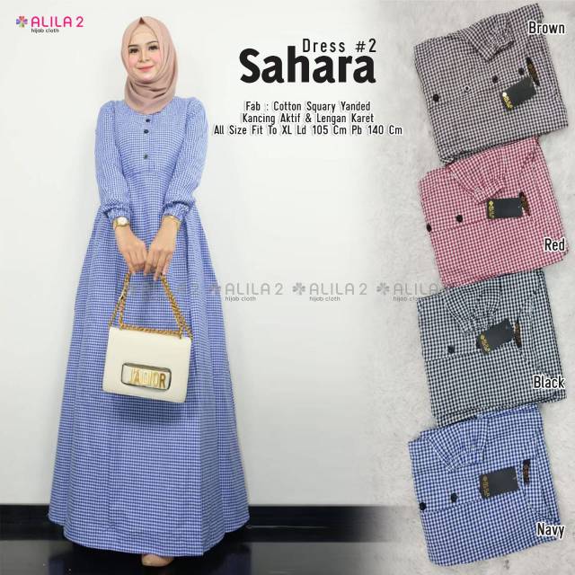 Dress Sahara 2 Cotton Squary Yanded Gamis Kotak-Kotak Ori by Alila