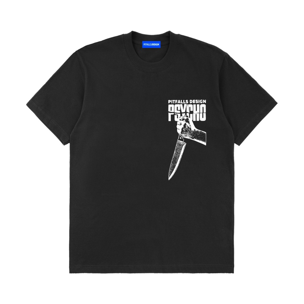 Tshirt Pitfalls Design PSYCHO Kaos Hitam Psycho