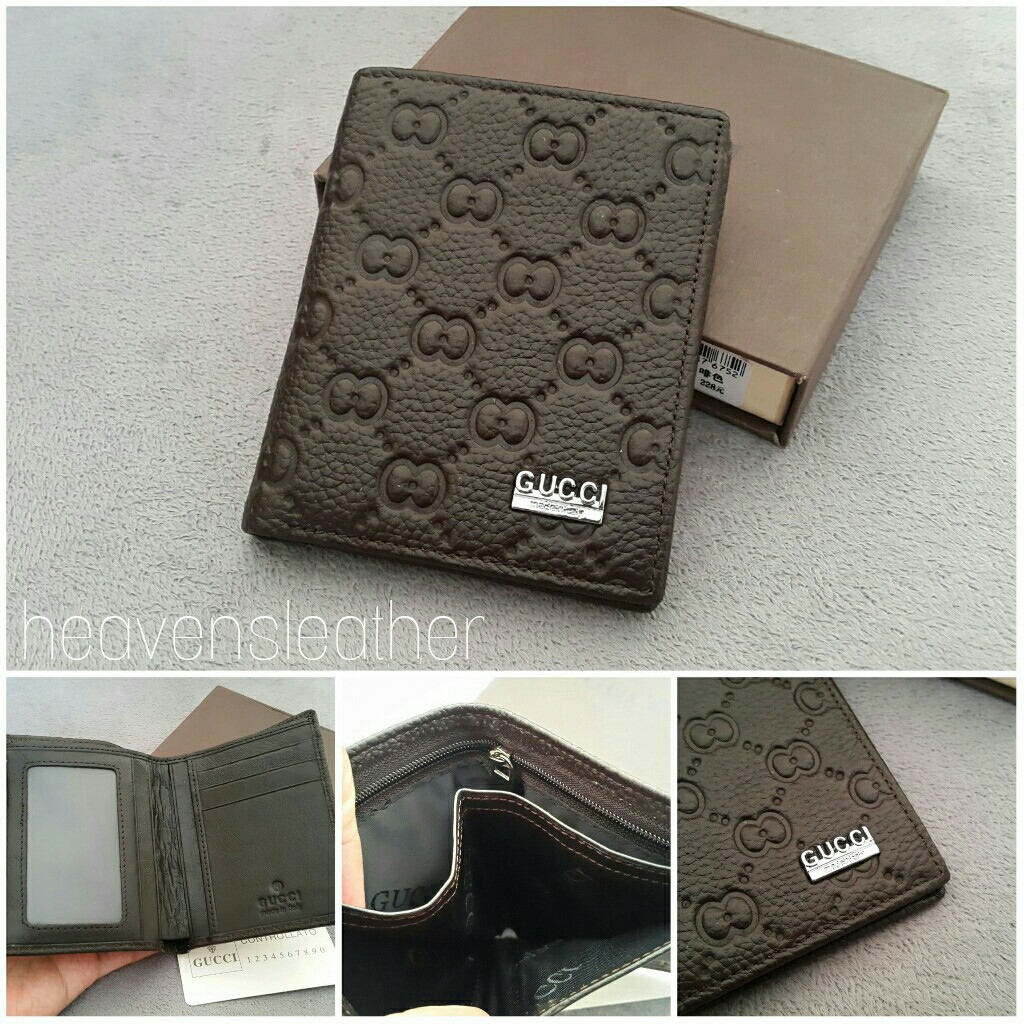 DOMPET KULIT PRIA BERDIRI IMPORT GUCCI COKLAT KODE 60198B