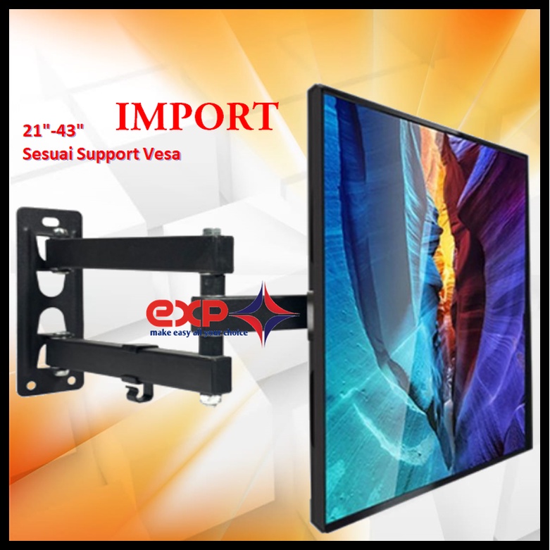 Bracket TV SAMSUNG 14 s/d 43 inch 6 ARAH FULL BESI SUPER KOKOH GARANSI 100% ORI